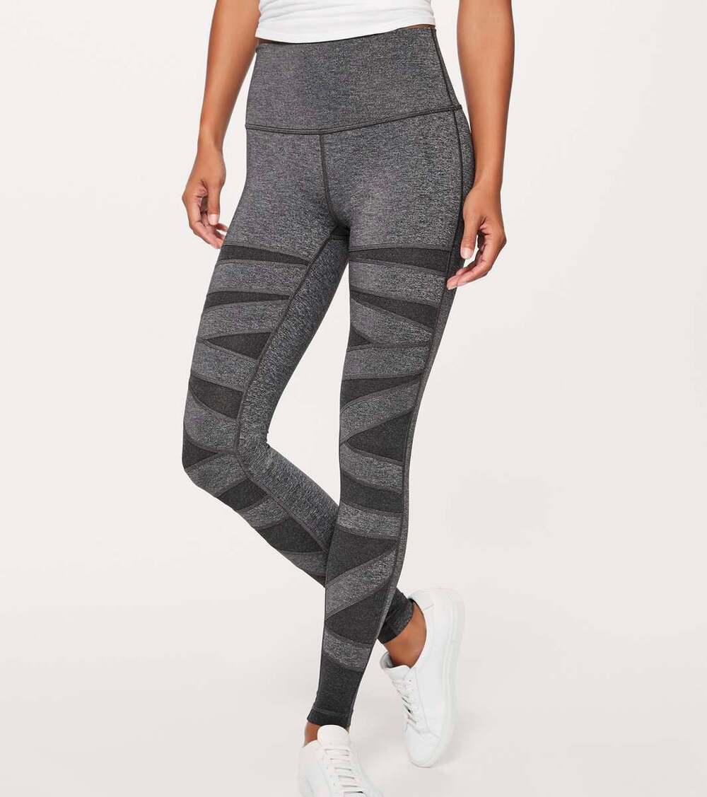 LULULEMON Wunder Under Pant Tech Mesh Leggings Heathered Black 2